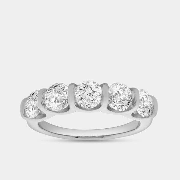 2 Carat Lab-Grown Diamond Round-Shaped Five-Stone Ring in a Bar Setting — GILDED New York
