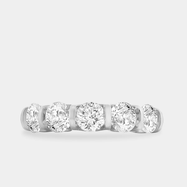2 Carat Lab-Grown Diamond Round-Shaped Five-Stone Ring in a Bar Setting — GILDED New York