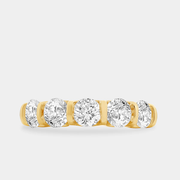 2 Carat Lab-Grown Diamond Round-Shaped Five-Stone Ring in a Bar Setting — GILDED New York