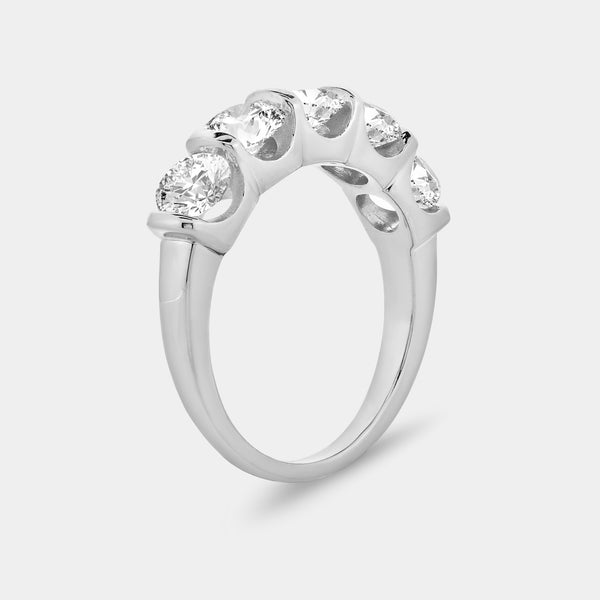 2 Carat Lab-Grown Diamond Round-Shaped Five-Stone Ring in a Bar Setting — GILDED New York
