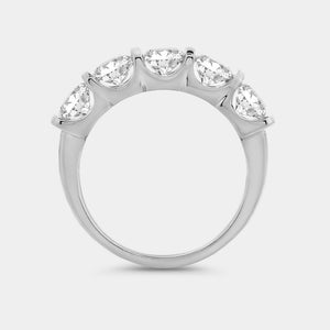 Gilded 2 Carat Lab-Grown Diamond Round-Shaped Five-Stone Ring in a Bar Setting