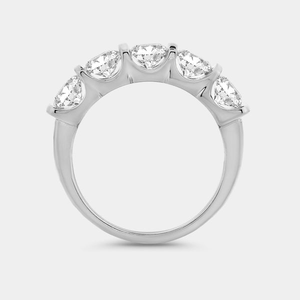 2 Carat Lab-Grown Diamond Round-Shaped Five-Stone Ring in a Bar Setting — GILDED New York