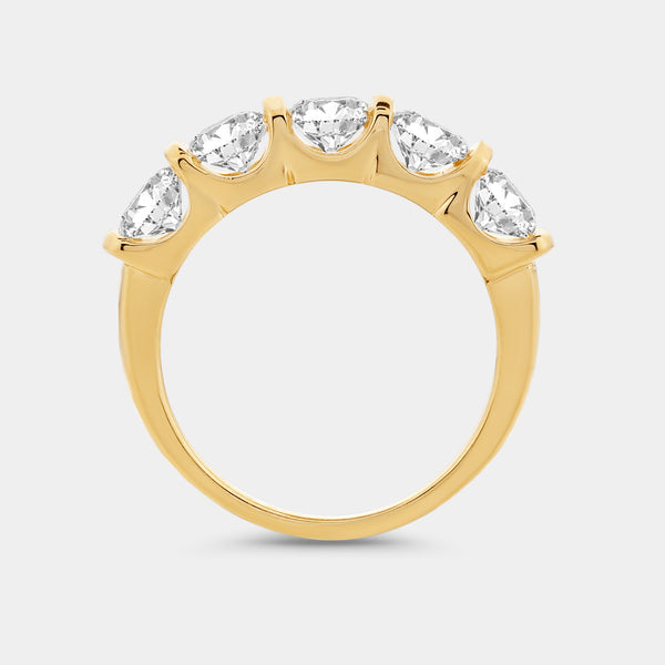 2 Carat Lab-Grown Diamond Round-Shaped Five-Stone Ring in a Bar Setting — GILDED New York