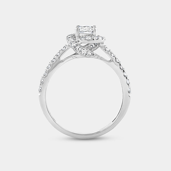 1 Carat Lab-Grown Diamond Engagement Ring with a Round-Shaped Center, a Knotted Round Halo and a Classic Shank — GILDED New York