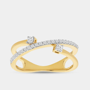 Gilded 1/5 Carat Lab-Grown Diamond Rings of Saturn Stack Ring