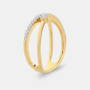 Gilded 1/5 Carat Lab-Grown Diamond Rings of Saturn Stack Ring