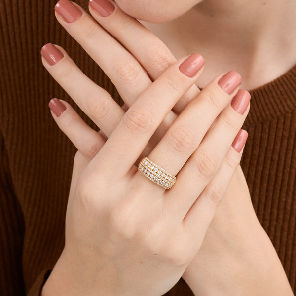 Gilded 1 Carat Lab-Grown Diamond Multiple-Row Diamond Anniversary Band