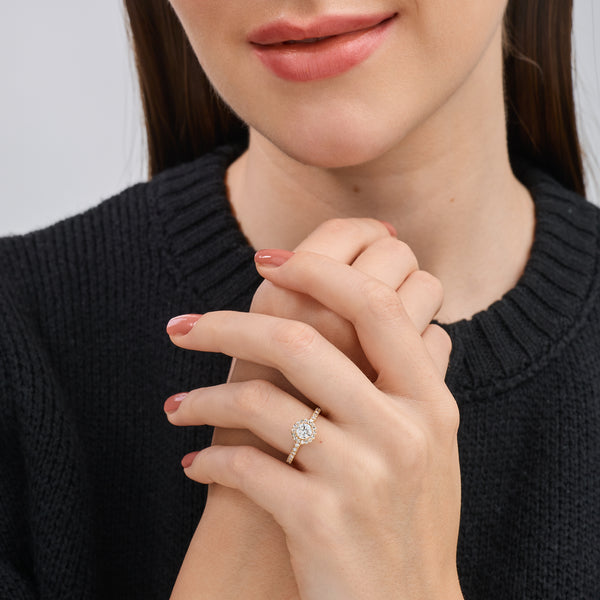 1 Carat Lab-Grown Diamond Halo Engagement Ring with a Classic Shank — GILDED New York