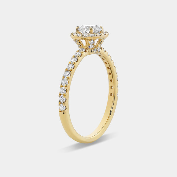 1 Carat Lab-Grown Diamond Halo Engagement Ring with a Classic Shank — GILDED New York