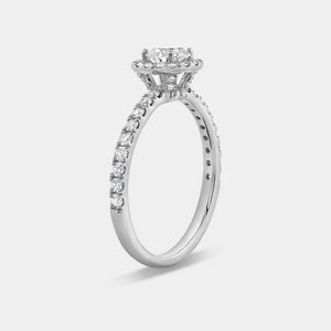 Gilded 1 Carat Lab-Grown Diamond Halo Engagement Ring with a Classic Shank