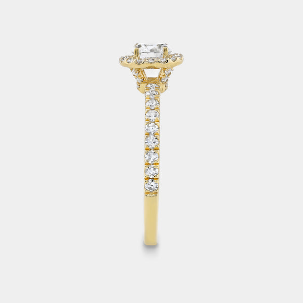 1 Carat Lab-Grown Diamond Halo Engagement Ring with a Classic Shank — GILDED New York