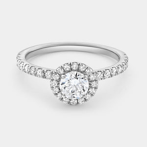 Gilded 1 Carat Lab-Grown Diamond Halo Engagement Ring with a Classic Shank