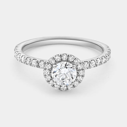 Gilded 1 Carat Lab-Grown Diamond Halo Engagement Ring with a Classic Shank