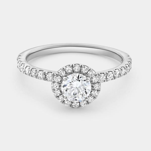 1 Carat Lab-Grown Diamond Halo Engagement Ring with a Classic Shank — GILDED New York