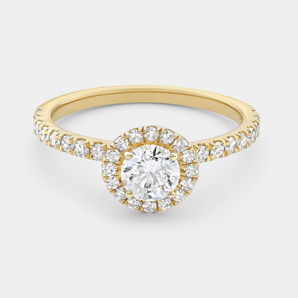 1 Carat Lab-Grown Diamond Halo Engagement Ring with a Classic Shank — GILDED New York