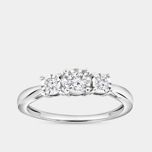 Gilded 1/4 Carat Lab-Grown Diamond Round-Shaped Three-Stone Ring Set In An Illusion Plate