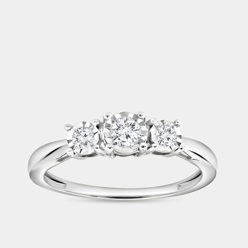 Gilded 1/4 Carat Lab-Grown Diamond Round-Shaped Three-Stone Ring Set In An Illusion Plate