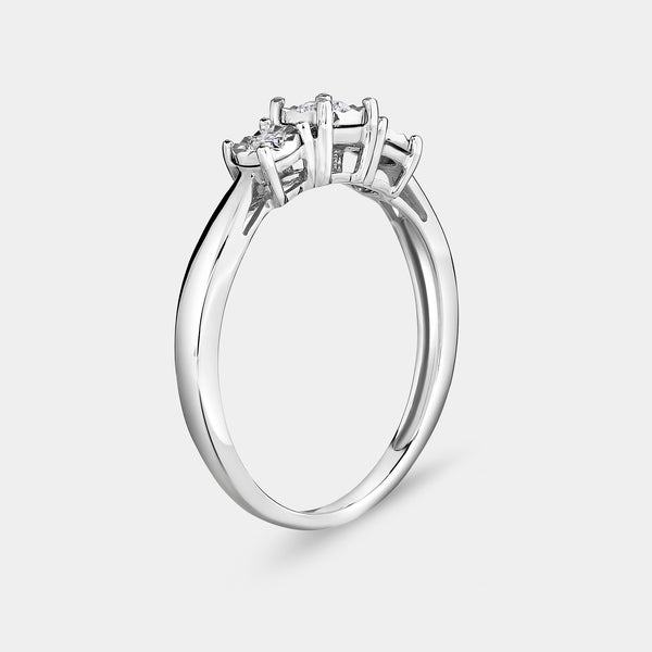 Gilded 1/4 Carat Lab-Grown Diamond Round-Shaped Three-Stone Ring Set In An Illusion Plate