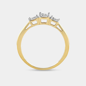 Gilded 1/4 Carat Lab-Grown Diamond Round-Shaped Three-Stone Ring Set In An Illusion Plate