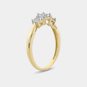 Gilded 1/4 Carat Lab-Grown Diamond Round-Shaped Three-Stone Ring Set In An Illusion Plate