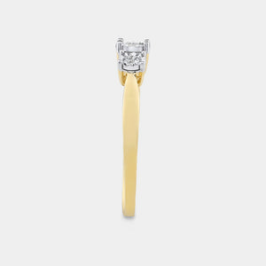 Gilded 1/4 Carat Lab-Grown Diamond Round-Shaped Three-Stone Ring Set In An Illusion Plate
