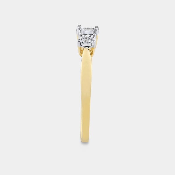 Gilded 1/4 Carat Lab-Grown Diamond Round-Shaped Three-Stone Ring Set In An Illusion Plate