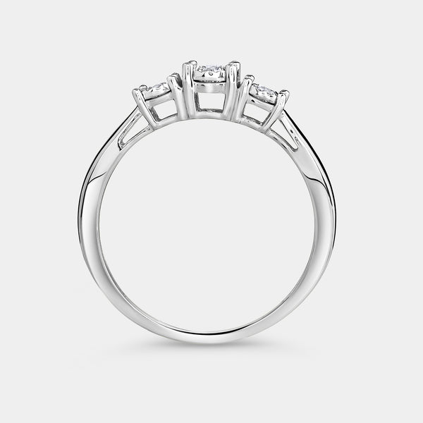 Gilded 1/4 Carat Lab-Grown Diamond Round-Shaped Three-Stone Ring Set In An Illusion Plate
