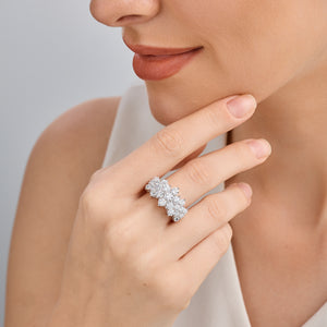 Gilded 3 Carat Lab-Grown Diamond Multi-Row Pyramid Fashion Ring