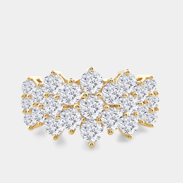 Gilded 3 Carat Lab-Grown Diamond Multi-Row Pyramid Fashion Ring