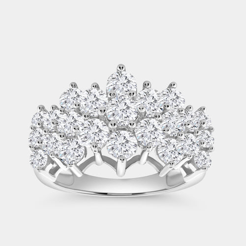 Gilded 3 Carat Lab-Grown Diamond Multi-Row Pyramid Fashion Ring