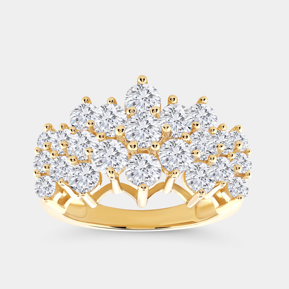 Gilded 3 Carat Lab-Grown Diamond Multi-Row Pyramid Fashion Ring