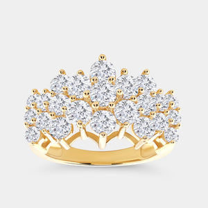 Gilded 3 Carat Lab-Grown Diamond Multi-Row Pyramid Fashion Ring