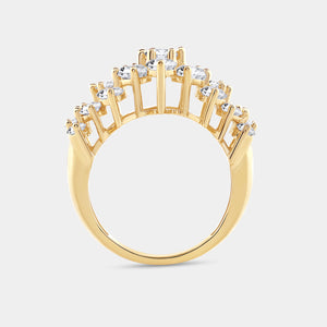 Gilded 3 Carat Lab-Grown Diamond Multi-Row Pyramid Fashion Ring