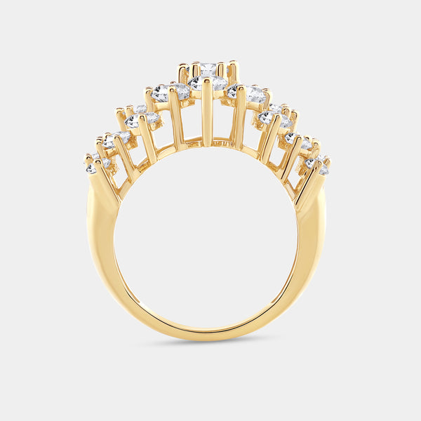Gilded 3 Carat Lab-Grown Diamond Multi-Row Pyramid Fashion Ring
