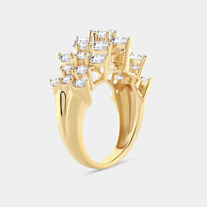 Gilded 3 Carat Lab-Grown Diamond Multi-Row Pyramid Fashion Ring