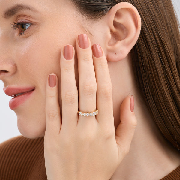 Gilded 1/2 Carat Lab-Grown Diamond Two-Row Pressure-Set Anniversary Band