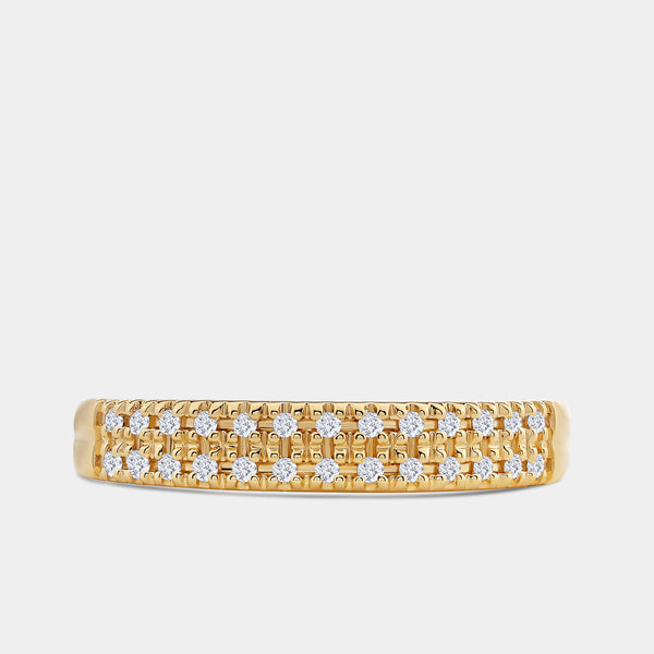 Gilded 1/10 Carat Lab-Grown Diamond Two-Row Micro-Set Anniversary Band