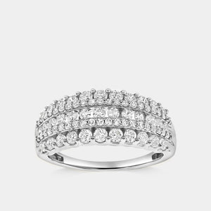 Gilded 1 Carat Lab-Grown Diamond Five-Row Boat-Shaped Anniversary Band