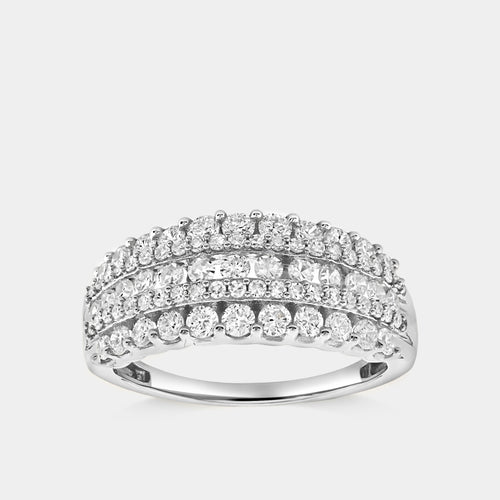 Gilded 1 Carat Lab-Grown Diamond Five-Row Boat-Shaped Anniversary Band