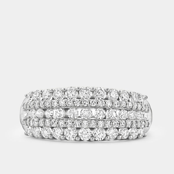 Gilded 1 Carat Lab-Grown Diamond Five-Row Boat-Shaped Anniversary Band