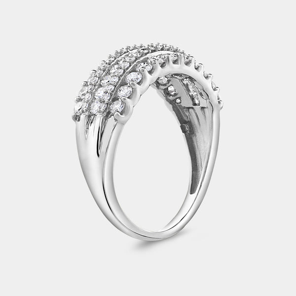 Gilded 1 Carat Lab-Grown Diamond Five-Row Boat-Shaped Anniversary Band