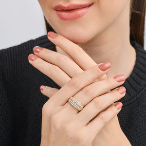 Gilded 1 Carat Lab-Grown Diamond Five-Row Boat-Shaped Anniversary Band