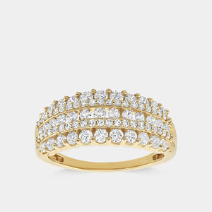 Gilded 1 Carat Lab-Grown Diamond Five-Row Boat-Shaped Anniversary Band