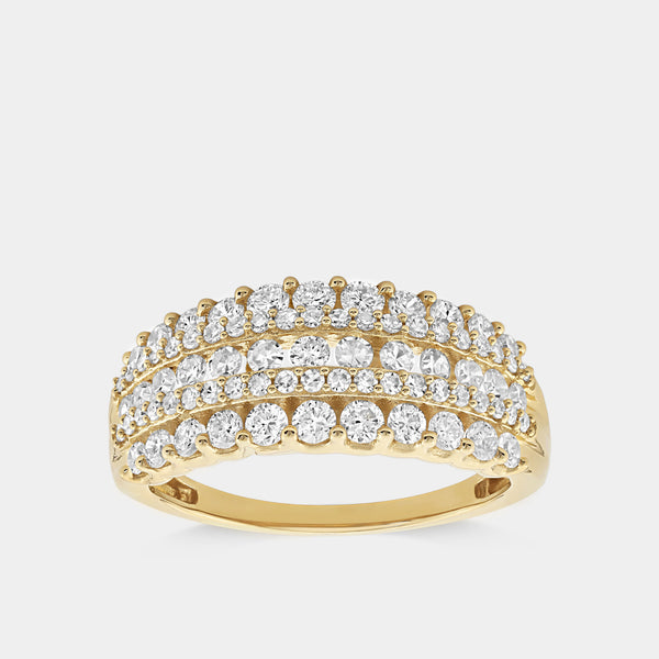 Gilded 1 Carat Lab-Grown Diamond Five-Row Boat-Shaped Anniversary Band