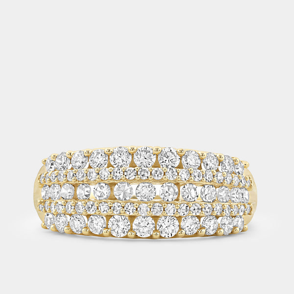 Gilded 1 Carat Lab-Grown Diamond Five-Row Boat-Shaped Anniversary Band
