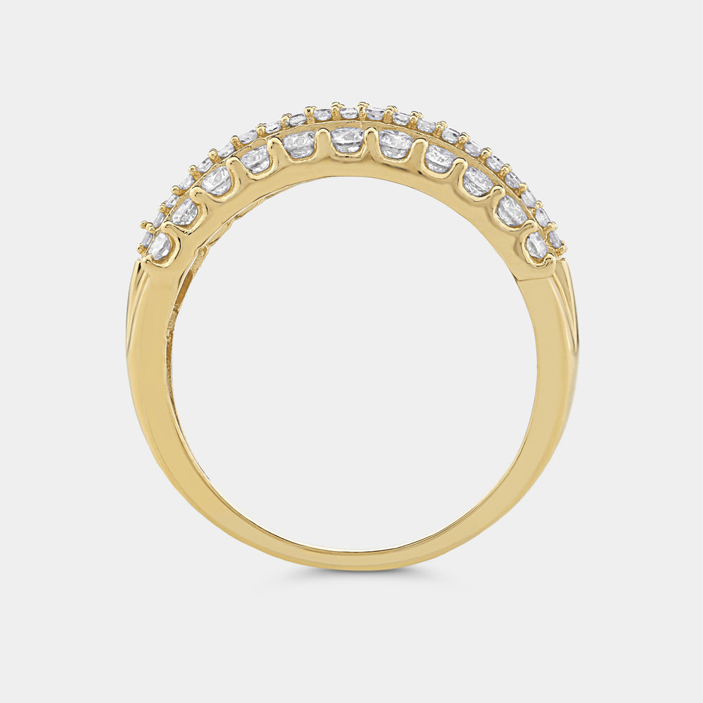 Gilded 1 Carat Lab-Grown Diamond Five-Row Boat-Shaped Anniversary Band