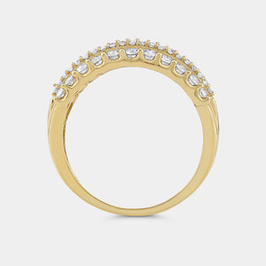 Gilded 1 Carat Lab-Grown Diamond Five-Row Boat-Shaped Anniversary Band