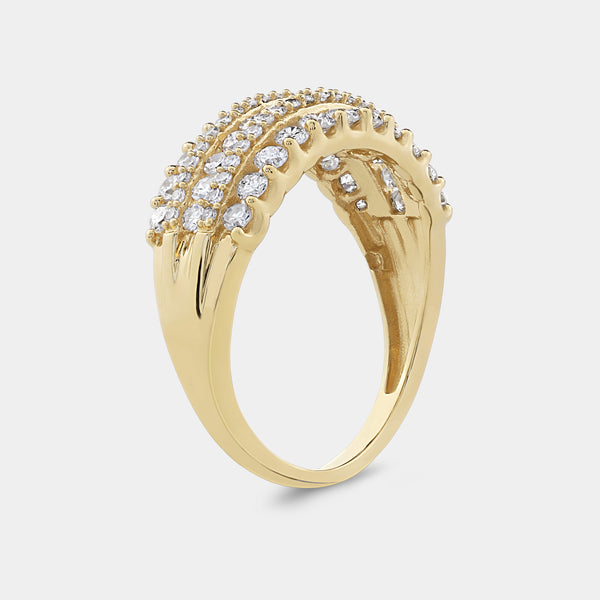 Gilded 1 Carat Lab-Grown Diamond Five-Row Boat-Shaped Anniversary Band