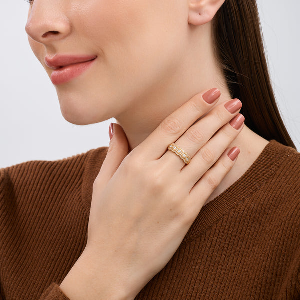 1/2 Carat Lab-Grown Diamond Three-Row Scallop Anniversary Band — GILDED New York