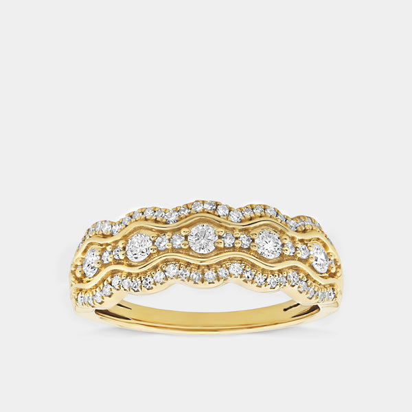 1/2 Carat Lab-Grown Diamond Three-Row Scallop Anniversary Band — GILDED New York